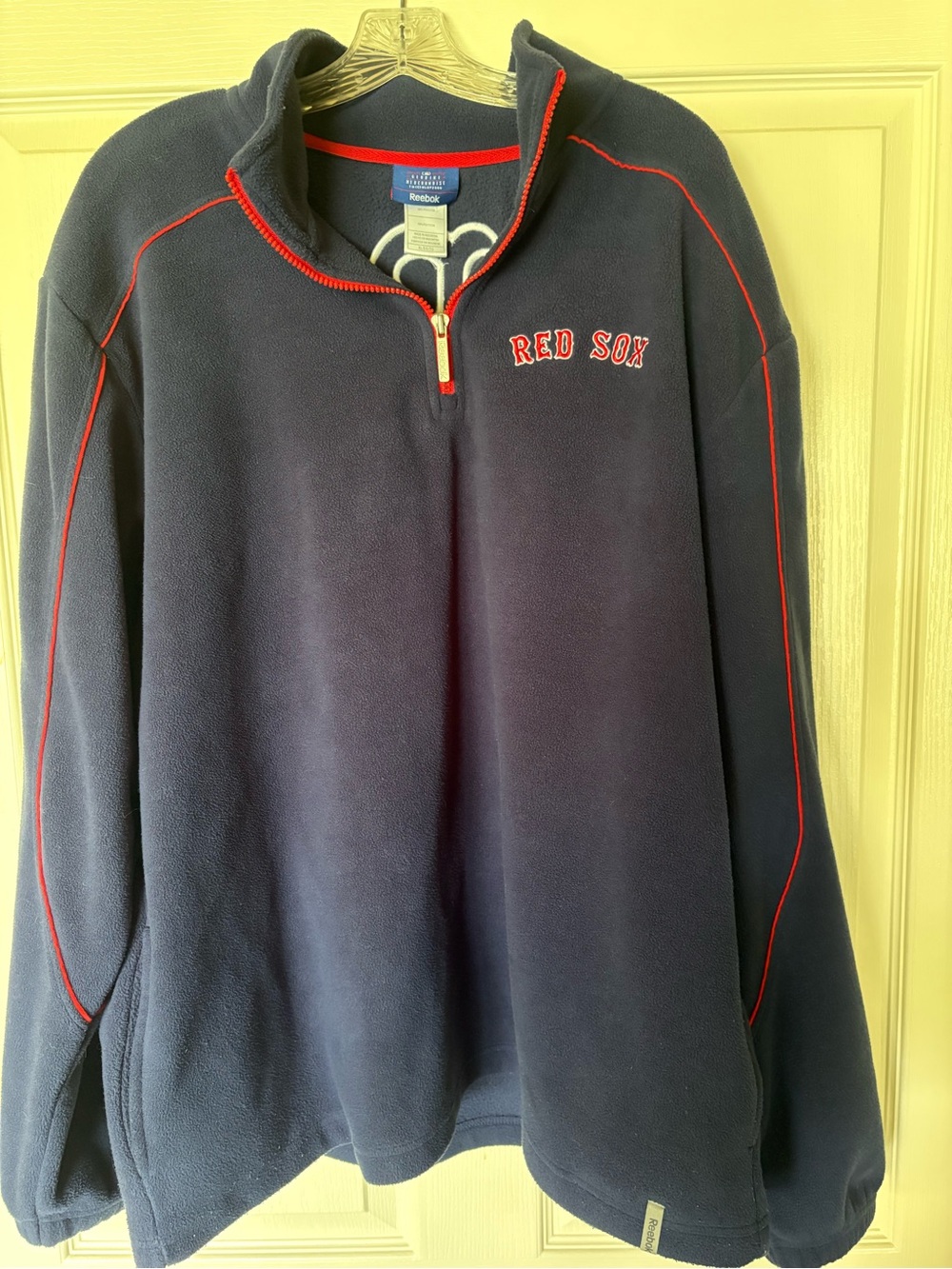 Reebok Navy Half-Zip Fleece Pullover with Red Trim